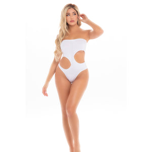 Pink Lipstick - Fatale Cutout Bodysuit Costume O/S (White) Bodysuits 0196018083538 CherryAffairs