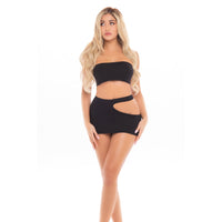 Pink Lipstick - Femme Seamless 2Pc Skirt Costume Set O/S (Black) Dresses 0196018138689 CherryAffairs