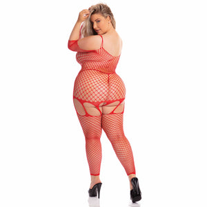 Pink Lipstick - In My Head Net Bodystocking Costume Queen (Red) Bodystockings 017036474590 CherryAffairs
