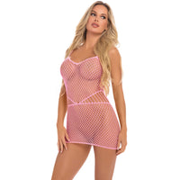 Pink Lipstick - Roll Up Net Mini Dress Costume O/S (Pink) Dresses 017036825149 CherryAffairs