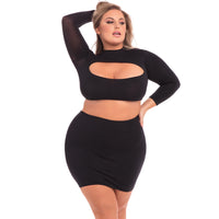 Pink Lipstick - Stop and Stare 2Pc Skirt Costume Set 3X/4X (Black) Dresses 017036652660 CherryAffairs
