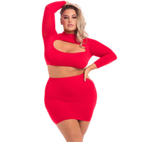 Pink Lipstick - Stop and Stare 2Pc Skirt Costume Set 3X/4X (Red) Dresses 017036654954 CherryAffairs