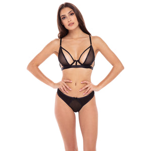 Rene Rofe - New In Town 2Pc Bra Lingerie Set S/M (Black) Lingerie Set 017036500374 CherryAffairs