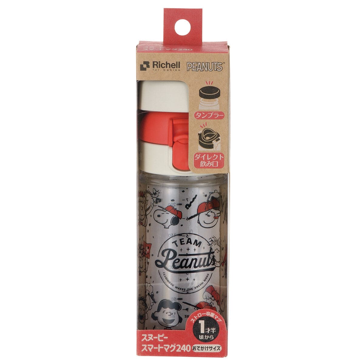 Richell - 2 Way Snoopy Peanut Collection Tritan Clear Water Bottle Mug Baby Water Bottle 4945680203210 CherryAffairs