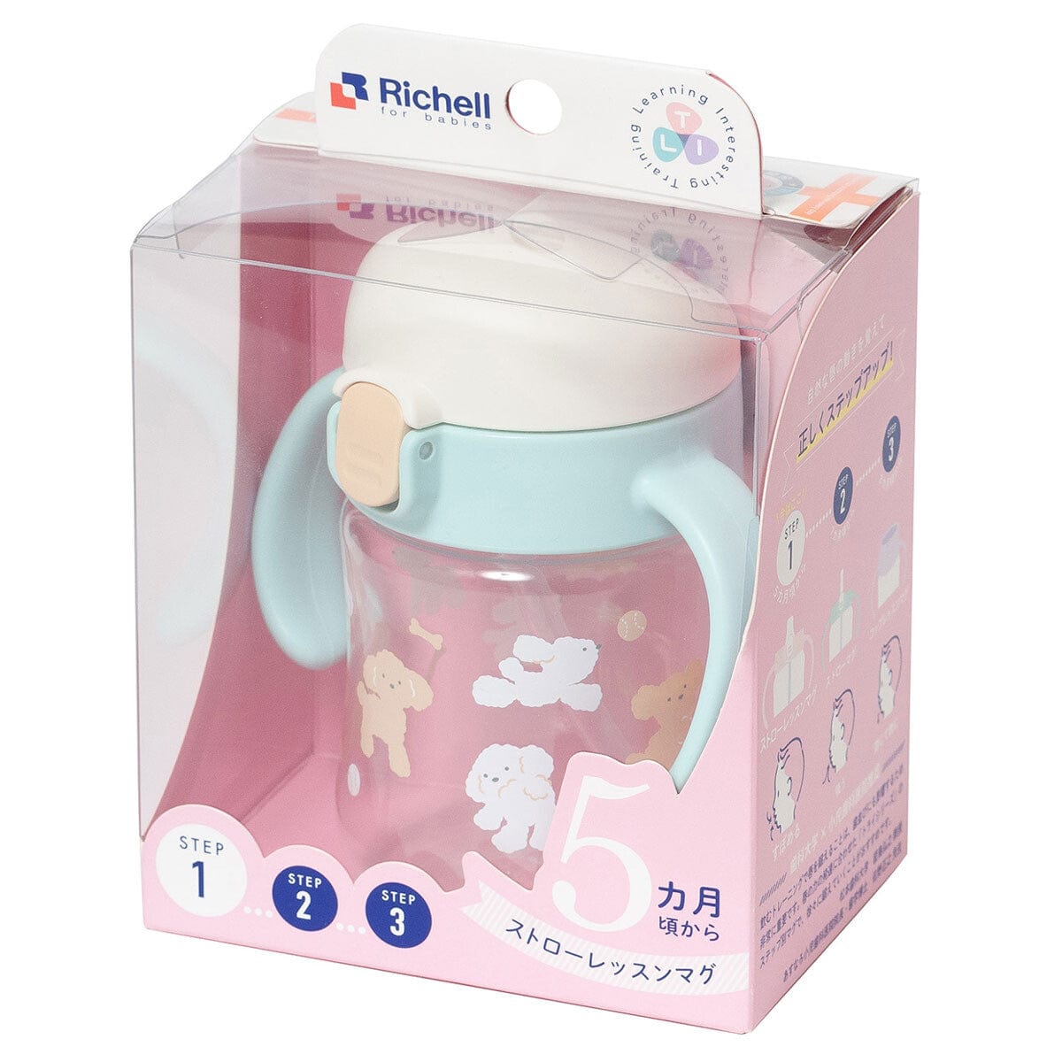 Richell - T.L.I Baby Stage 1 Try Sippy Spout Clear Training Water Bottle Mug Baby Water Bottle CherryAffairs