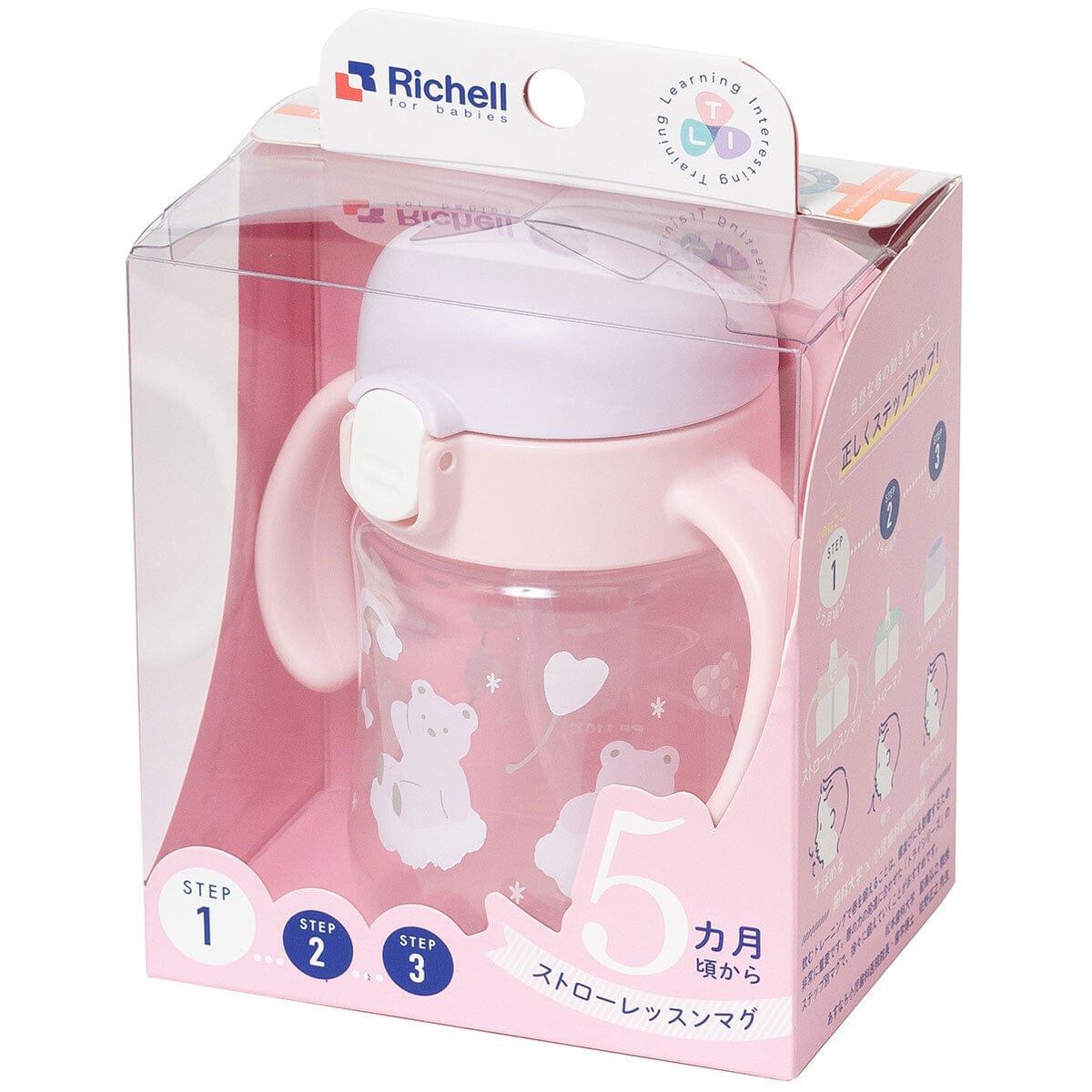 Richell - T.L.I Baby Stage 1 Try Sippy Spout Clear Training Water Bottle Mug Baby Water Bottle CherryAffairs