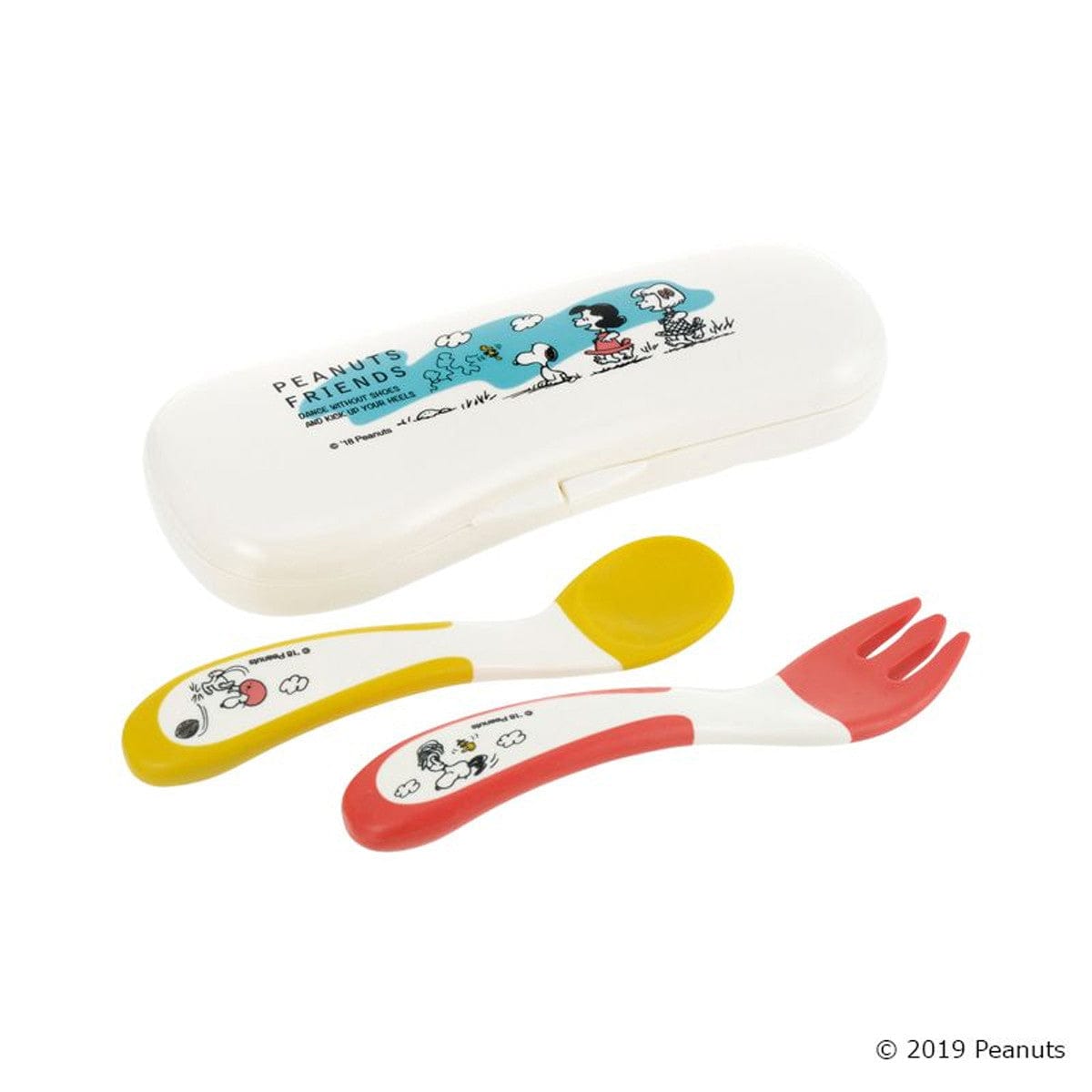 Richell - Vintage Snoopy Peanut Collection Easy Grip Spoon and Fork with Storage Case Baby Spoon and Fork 4973655215937 CherryAffairs