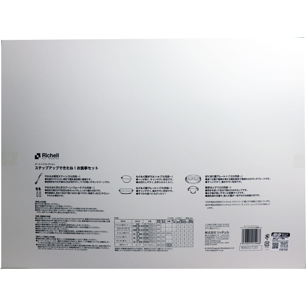 Richell - Vintage Snoopy Peanut Collection Step Up Stage 1-3 Baby Tableware Dining Dish Set Baby Utensils Set 4973655215968 CherryAffairs