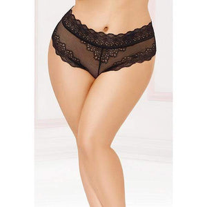 Seven til Midnight - High Waisted Panty with Lace Up Back 1X/2X (Black) Lingerie (Non Vibration) 888208304904 CherryAffairs