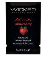Wicked - Aqua Strawberry Flavored Water Based Lubricant Sachet 3ml Lube (Water Based) 713079904109 CherryAffairs