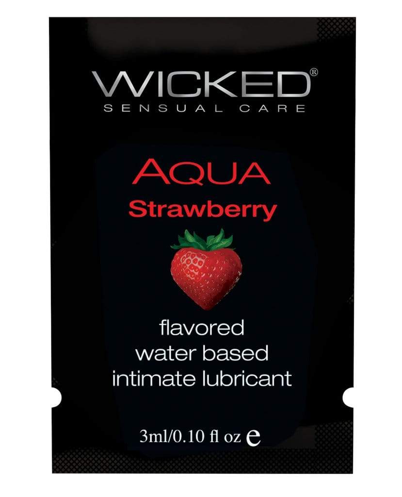 Wicked - Aqua Strawberry Flavored Water Based Lubricant Sachet 3ml Lube (Water Based) 713079904109 CherryAffairs