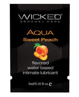 Wicked - Aqua Sweet Peach Flavored Water Based Lubricant Sachet 3ml Lube (Water Based) 713079903805 CherryAffairs